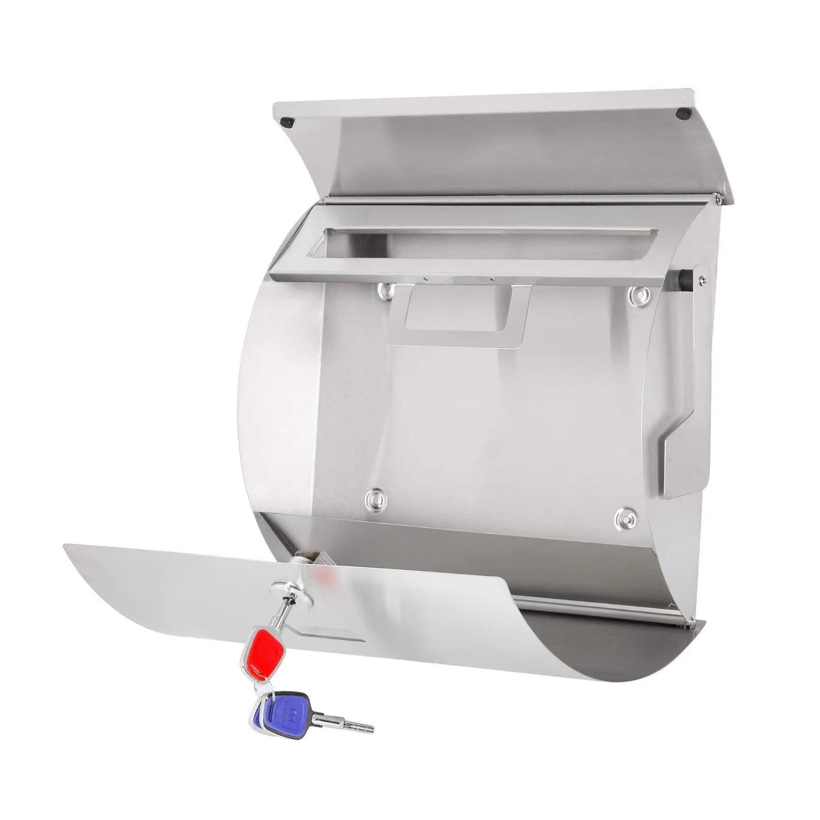 KRXSOBNV Mailboxes, Stainless Steel Lockable Mailbox, Weatherproof, Arc-Shaped Design, Suitable for Outdoor, Home, Company, School