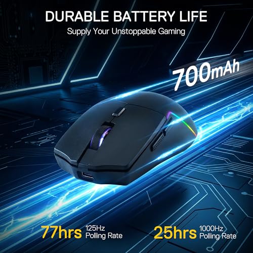 Image of Redragon M730 PRO Wireless RGB Gaming Mouse, 3-Mode Lightweight Optical Mouse with 5 Programmable Buttons, 10000 DPI, Software Supports DIY Keybinds for PC Computer Windows Mac Laptop, Black