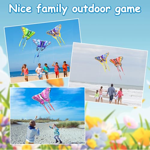 Hymaz 5 Pack Butterfly Kites for Kids Age 4-8 8-12, Beach Kites with 328ft Kite String & Handles, Easy to Fly Kite with Long Tail, Flying Toys for Boys Girls Adults Family Outdoor Party Favor Games - Thumbnail 7