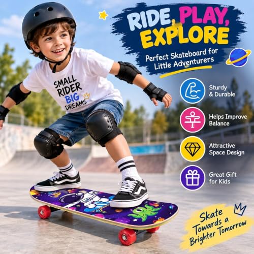 Image of Kids Skateboard Space Astronaut Graphic Design 79 cm Board for Beginners