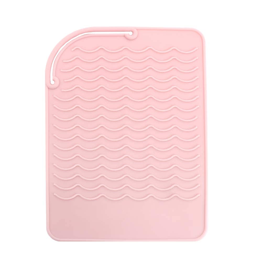 generic Silicone Heat Resistant Mat for Hair Straightener, Silicone Insulation Mat Flat Iron Hair Curling Iron Non-slip Mat Pad(pink)