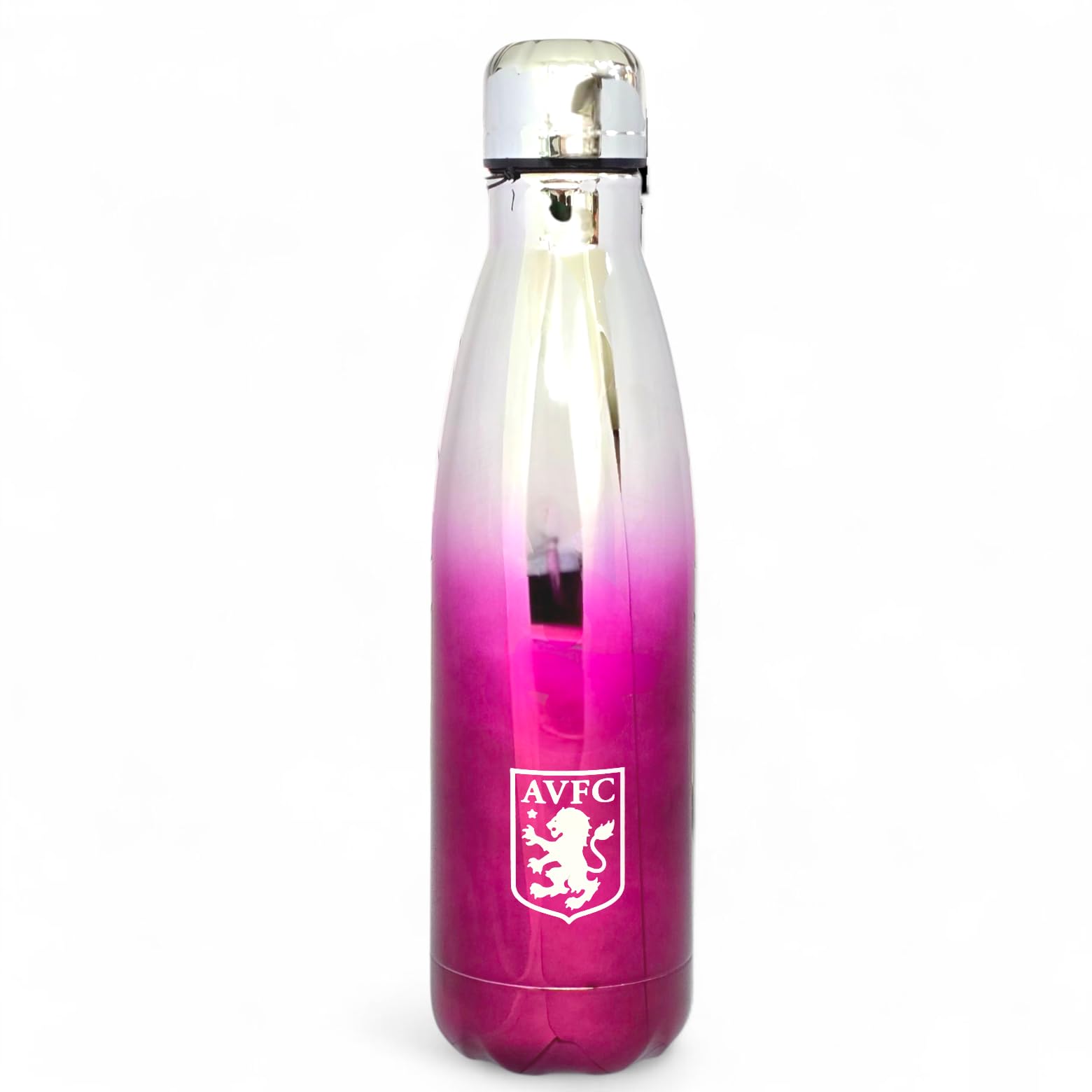 Aston Villa FC Water Bottle Stainless Steel Metallic Flask Ombre Bottle Official Merchandise
