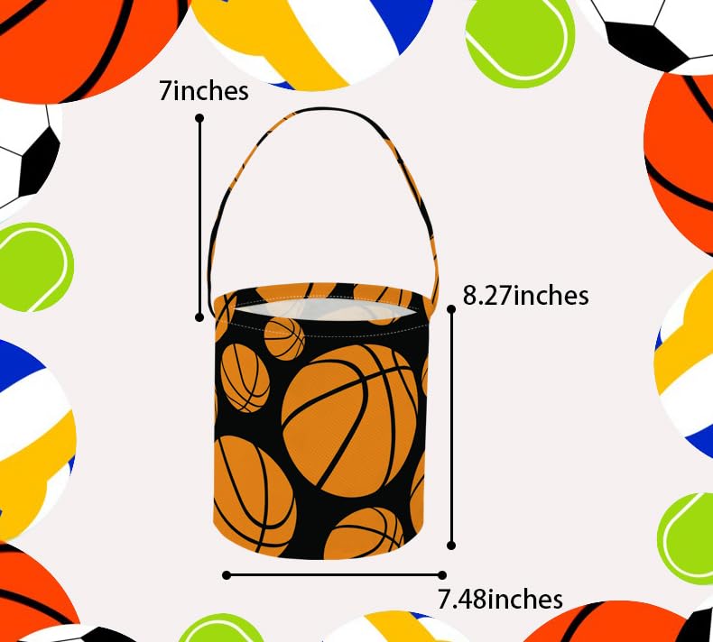 Image of Basketball Easter Bucket Easter Basket for Kids Baby Storage Basket Cute Toy Storage Bin Organizer Shelf Book Basket Easter Room Decor(Basketball)