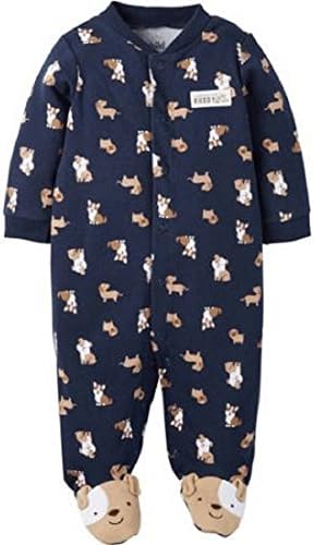 Child of Mine Boy Sleeper Preemie Size Footed (Preemie, Navy Dog)