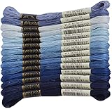 Premium Rainbow Color Embroidery Floss - Cross Stitch Threads - Friendship Bracelets Floss - Crafts Floss - 14 Skeins Per Pack Embroidery Floss, Electric Blue Gradient