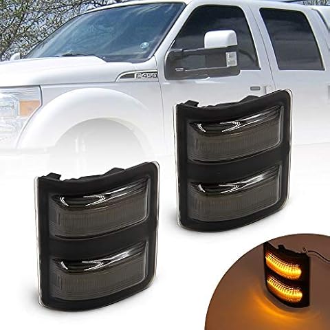 NJSBYL Led Side Mirror Marker Lamp For F250 F350 F450 F550 Super Duty Switchback White Led Driving Parking Light Amber Led Turn Signal Light Smoke Lens Cover