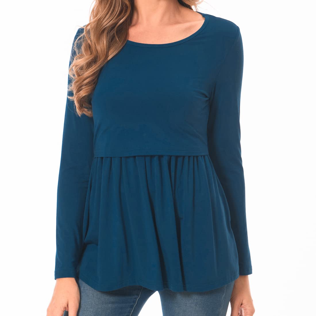 Bearsland Women's Nursing Tops Short Sleeve Scoop Neck Breastfeeding Shirt Maternity Clothes — view 9