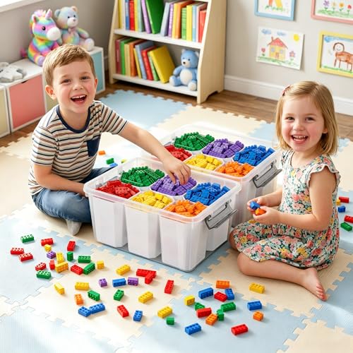 Image of 17 QT Marker Organizer, Craft Organizers and Storage with 6 Detachable Inserts, Art Supply Organizer for Crayons, Pencils, Marker, 2 Packs
