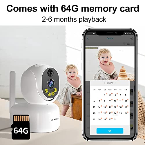 Luovisee Wireless Solar Outdoor Home Security Wifi Camera Ptz Full Color Night Vision With Audio,Pir Motion Detection Alarm,64G Sd Card, Rechargeable Battery,Ip65 Weather Proof,Siren,360 View #TOP2