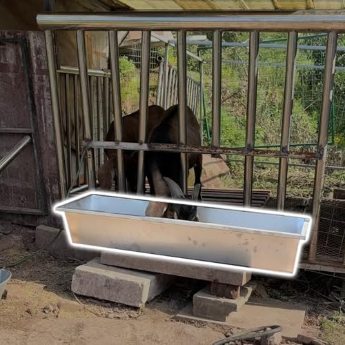 Stainless Steel Livestock Feeding Trough & Waterer - 7, 15, 30 Gallon Capacity for Goats, Pigs, Alpacas, Calves, Poultry - Durable Outdoor Hay Feeder (195cm/76.8in)