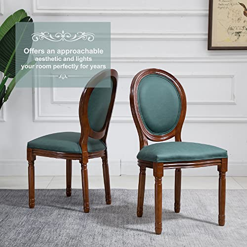 Image of Virabit French Country Dining Chairs Set of 6, Vintage Louis Chairs with Curved Backrest and Beautifully Carved Solid Wood Frame Farmhouse Dining Chairs for Living Room, Kitchen, Restaurant