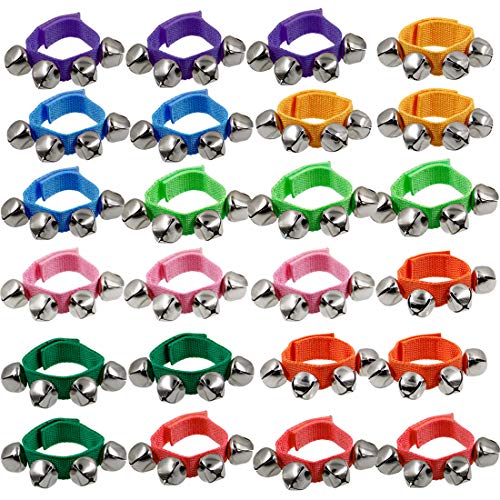 Happy Trees Band Wrist Bells 9 Wrist Shaking Jingle Bells Adjustable Ankle Bell 24 Pcs