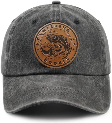 Weekend Hooker Hat for Men Women, Vintage Cotton Fish Decor Leath...