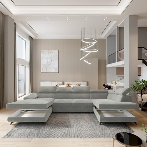 Masseno Ecksofa RUBANO M R-S mit Schlaffunktion U-Form, Sofa mit Bettkasten, Wohnzimmersofa, Couch, Soffa, Bettsofa, Couchgarnitur- Wrzosowy, Monolith 62 – Bild 3