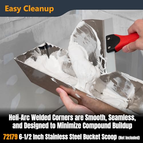 Image of POWERTEC 14 inch Stainless Steel Mud Pan, Drywall Tapping Repair Tool, Compound Holder (72205)