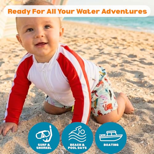 Image of SwimZip Boys' Long Sleeve Rash Guard & Swim Shorts Set - UPF 50+ Sun Protection