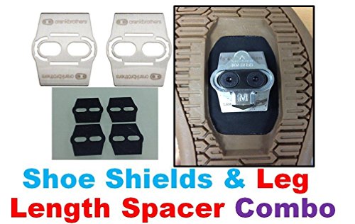 Good Vibration Leg Length Cleat Spacer for Shimano SPD Mountain Pedal + Crank BROS Shoe Shield + Wedge (Black, 10mm spacers+Shoe Shield) - Thumbnail 3