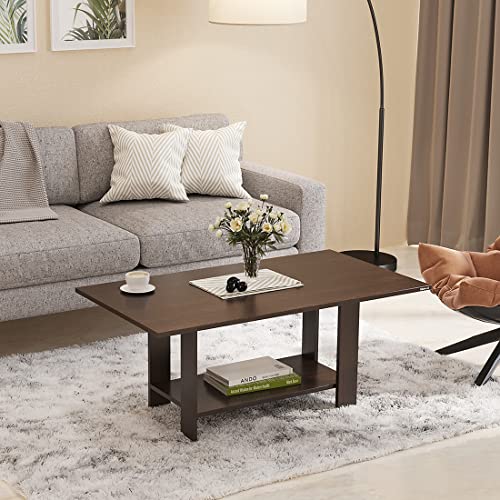 BLUEWUD Osnale Engineered Wood Rectangular Shape Coffee Center Sofa Tea/Teapoy Console Table for Living Room Home Hall (Brown Maple)