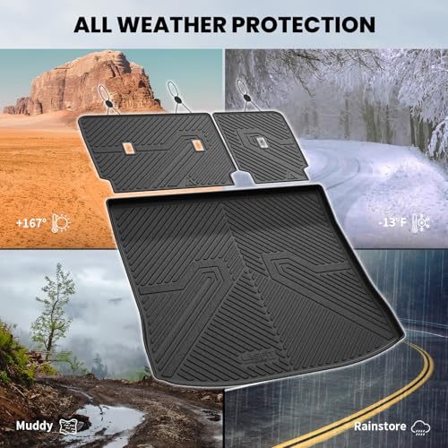 Image of LASFIT Floor Mats&Cargo Backrest Mat for Ford Edge 2015-2024 | Floor Liners Costom Fit All Weather Protection TPE Easy Clean, Keep Your Car Trunk Clean and Tidy,1pcs.