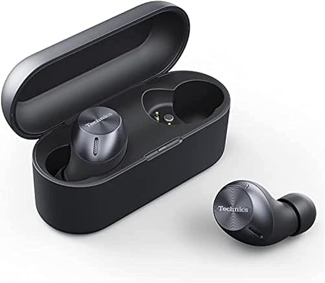 Technics  EAH-AZ40E-K Wireless Earbuds with Multipoint Bluetooth, Comfortable In-Ear Earphones, Headphones with Built-in Microphone, Customisable Fit, Up to 7.5 Hours Playtime, Black