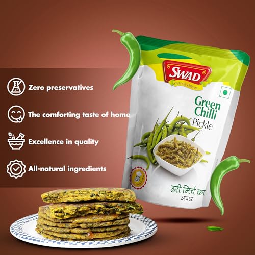 Image of SWAD Distinctly Different and Delicious Pack of Garlic Pickle /Lahsun Achar - 200g| Green Chilli Pickle /Hari Mirchi Achar - 200g| Mango Chhundo Pickle /Aam Chhunda, 200g Pack of 3