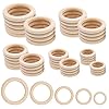 Houten ringen, 50 stuks natuurlijke houten ringen voor ambachtelijke 5 maten ronde ringen voor ambachtelijke doe-het…
