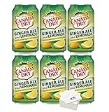 Canada Dry, 12oz Cans, Pack of 6 (Ginger Ale and Lemonade) with Bay Area Marketplace Napkins