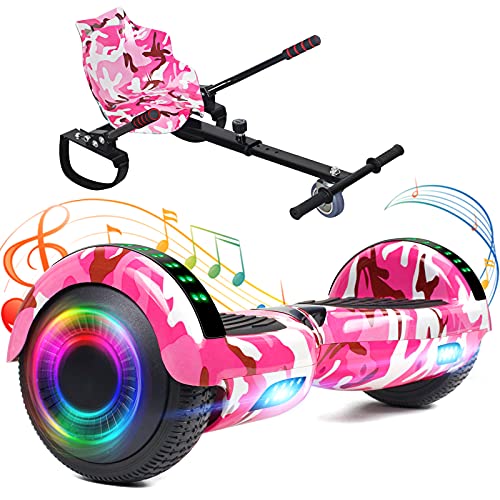 FLYING-ANT Hoverboard with Seat, 6.5â€ Self Balancing Scooter with Go Kart, Hoverboards Kit with Bluetooth and LED Lights, Best Gift for Kids and Teenagers