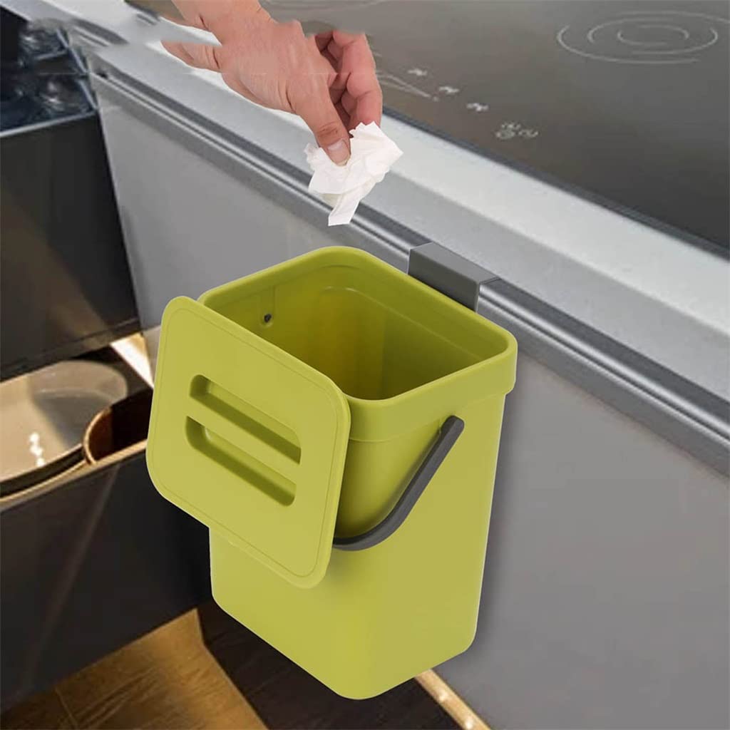 Wall Mounted Kitchen Trash Can Punch-Free Folding Cabinet Waste Bin Plastic Hanging Home Living Room Recycle Dustbin Garbage Can(D)
