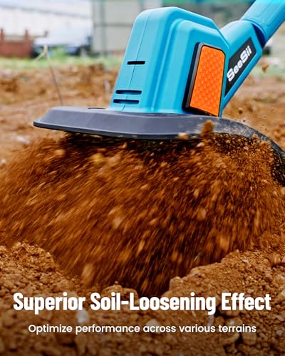 image for SEESII Electric Tiller for Gardening 300 RPM Rototiller Cordless Culti
