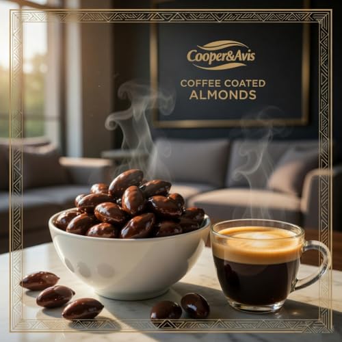 Image of Cooper & Avis Premium Coffee Coated Almonds (500g) - Mocha Infused Whole California Almonds | Gourmet Fusion Snack | 0% Refined Sugar & No Added Fats | Hand-Sorted King Grade Quality | Resealable Pouch