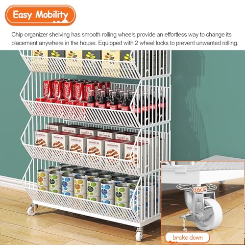 Étagère de rangement mince pour collations avec roues et support de cuisine