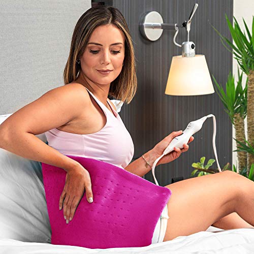 Cure Choice Large Electric Heating Pad for Back Pain Relief + Storage Pouch, Ultra Soft 12"x24" Heating pad for Muscle Cramps - Heated Pad with Adjustable Temperature Settings (Magenta) - Thumbnail 7