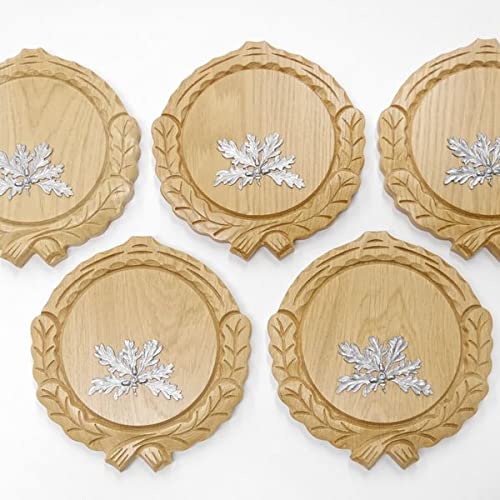 GTK Oferta 5 placas de cuña talladas de roble claro AF 14 cm con 5 hojas de roble de 6 hojas, tabla de cuñas, tabla de especias, cartel para trofeos