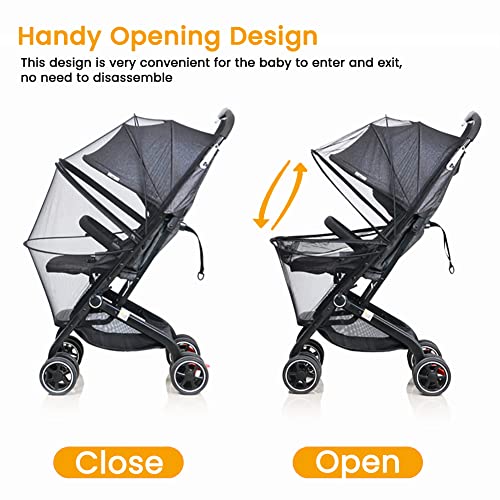 Orzbow Universal Mosquito Net For Stroller,Baby Bug Net With Two-Way Zippers & Storage Bag,Breathable & Foldable Mosquito Nets For Strollers,Car Seat,Bassinet,Cradle,Portable Mini Crib (Black) #TOP2