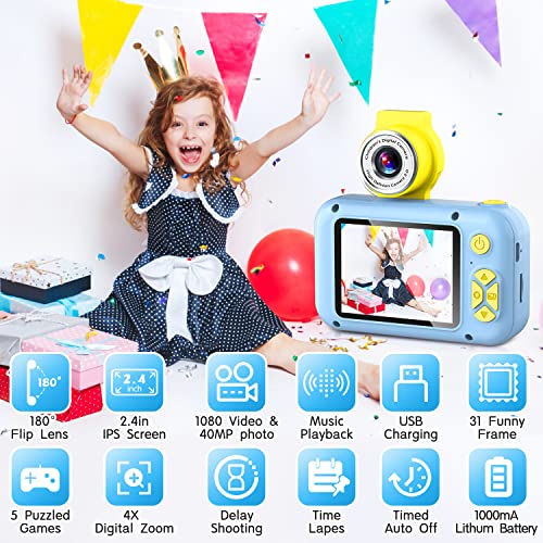 Kid Camera,Arnssien Camera For Kid,2.4In Ips Screen Digital Camera,180°Flip Len Student Camera,Children Selfie Camera With Playback Game,Christmas/Birthday Gift For 4 5 6 7 8 9 10 11 Year Old Girl Boy #TOP1
