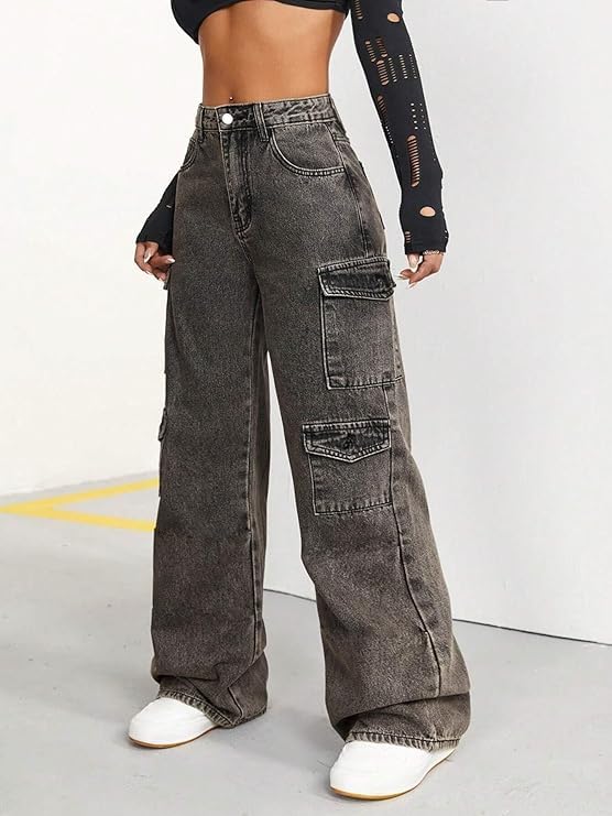 Image of GRECIILOOKS Women Jeans for Women | Jeans Pant for Women | Baggy Jeans for Women | Women Jeans | Baggy Jeans for Women High Waist | Bell Bottom Jeans for Women