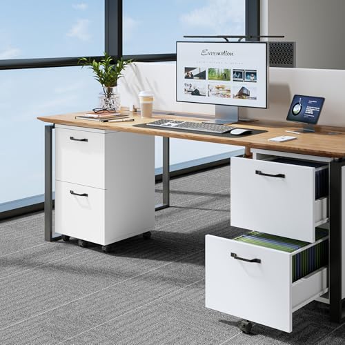 Sweetcrispy 2 Drawer Filing Cabinet White, Rolling Wood File Cabinets with Printer Stand Under Desk Storage Lockable Wheels, Home Office Organizer by Sweetcrispy - Image 7