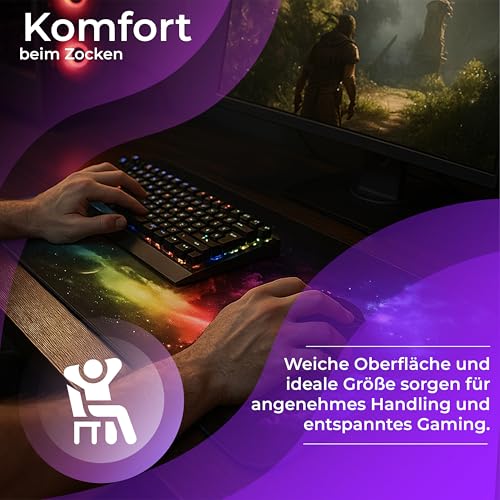 Retoo Podkładka pod mysz XXL, 900 x 400 mm, duża podkładka pod mysz dla graczy z motywem, podkładka na stół, duży rozmiar, specjalna powierzchnia, podkładka na biurko, poprawia precyzję i prędkość,