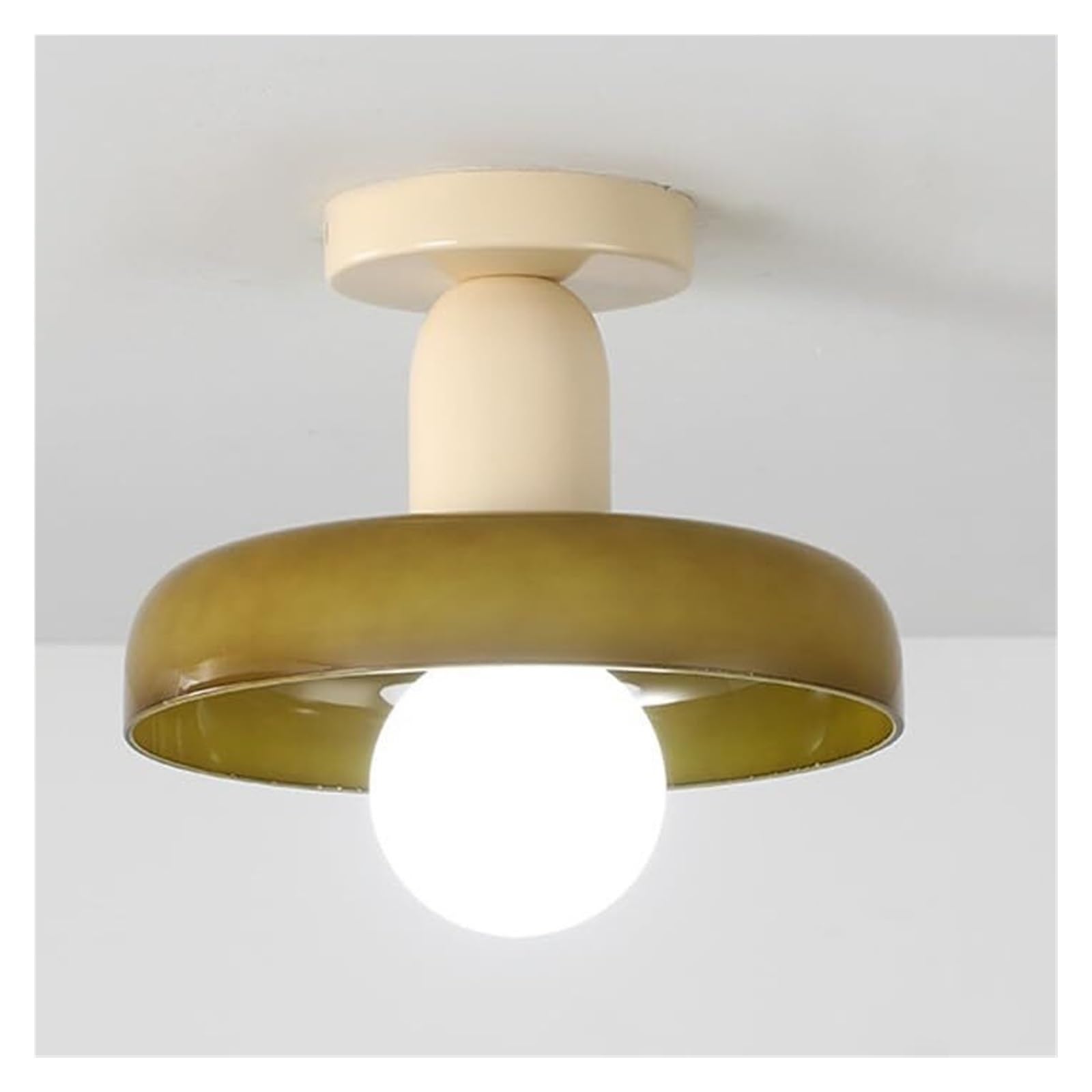 ITOSUI Glass Ceiling Light Fixture Mid Century Modern Hallway Light Fixtures Ceiling Glass Farmhouse Ceiling Lamp for Bathroom Kitchen Foyer Entryway Balcony(Green,+Beige)