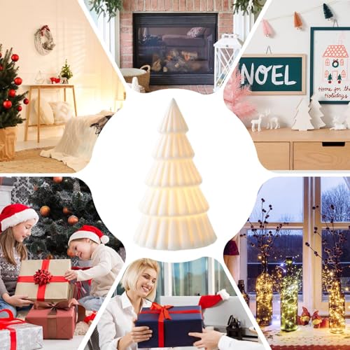Sapin de Noël en céramique décoration intérieur LED lumineuse table