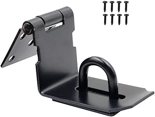 4 Inch Door Hasp Latch 90 Degree, Stainless Steel Safety Right Angle Padlock Hasp Locking Latch Security Door Clasp Hasp Lock Latch for Push/Sliding/Barn Door, 2mm Thick,Matte Black Finish