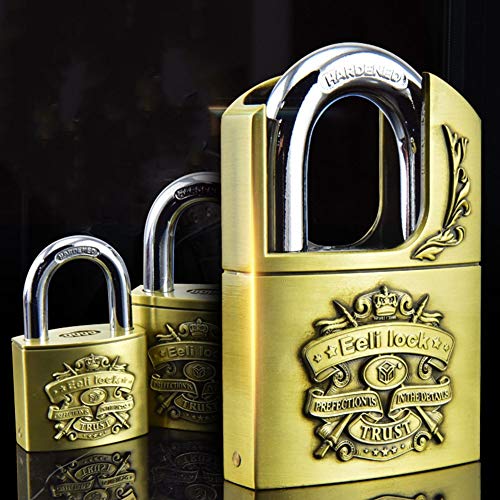 Image of Keyed Padlocks Bronze Key Padlock, Waterproof, Rust-Proof and Anti-Theft, Width 40mm, 50mm, 60mm (1.6 / 2in / 2.4in), Used for Garage Fence Storage Cabinets (Color : Style1, Size : 40mm)