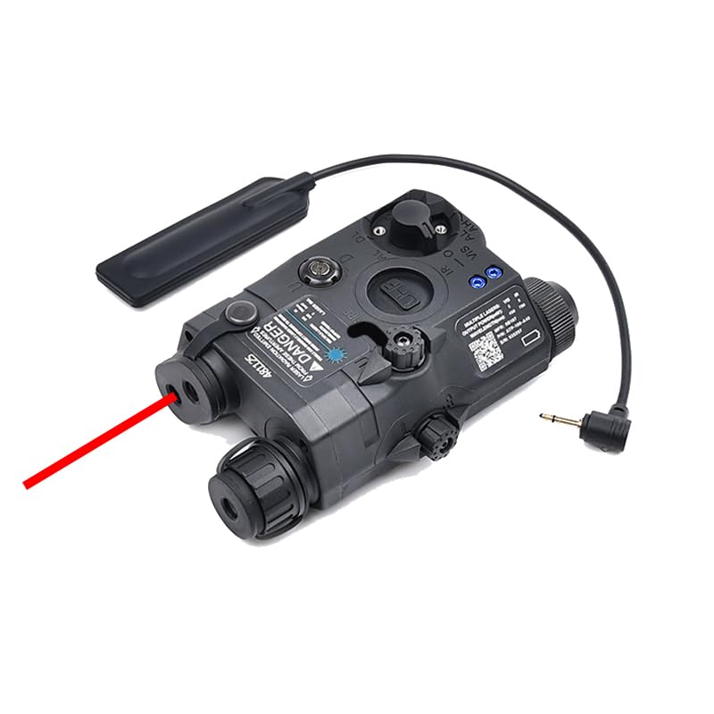 Plastic PEQ15 Box Aiming Laser Sight(with Red Laser+IR Fill Light+Strobe/Momentary/Constant White LED Flashlight), & Modular Wire Control Pressure Switch Combo,for 20mm Rail, Black