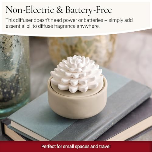 Airomé White Succulent, Porcelain Passive Essential Oil Diffuser (with 15ml Peppermint Essential Oil) – Non-Electric, Battery-Free, Improves Sleep, and Relieves Stress - Image 3