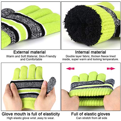 Image of Kids Toddlers Winter Hats Knit Warm Beanie Scarf Gloves Set for Boys Girls Age 2-7, Pompom Cap Neck Warmer Fleece Lined Gifts