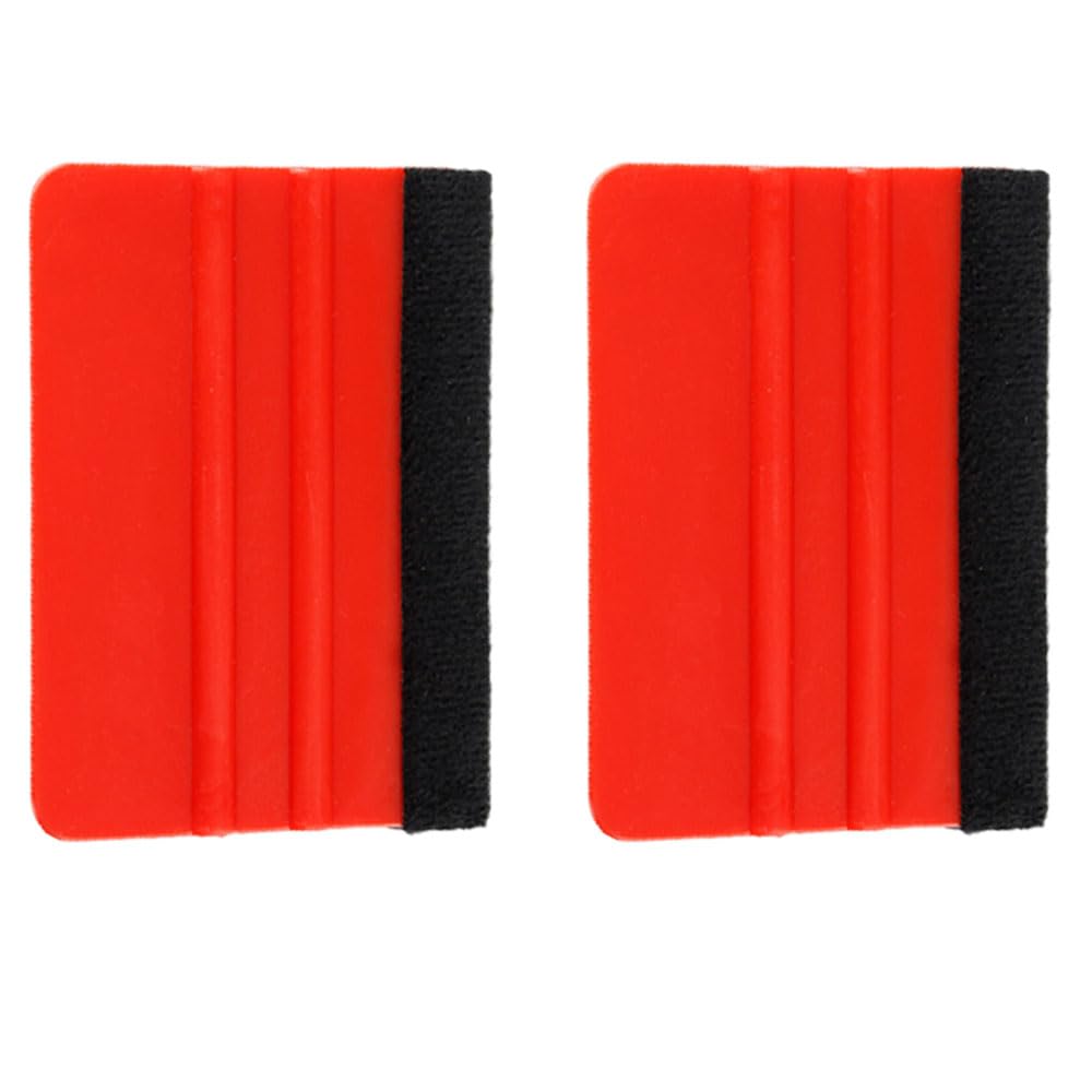 Armastuse Felt Edge Squeegee, 2 Pcs Plastic Squeegee Vinyl Scraper Decal Applicator Tool For Window Tint Car Vinyl Wrap Decal Sticker Installation(Red)