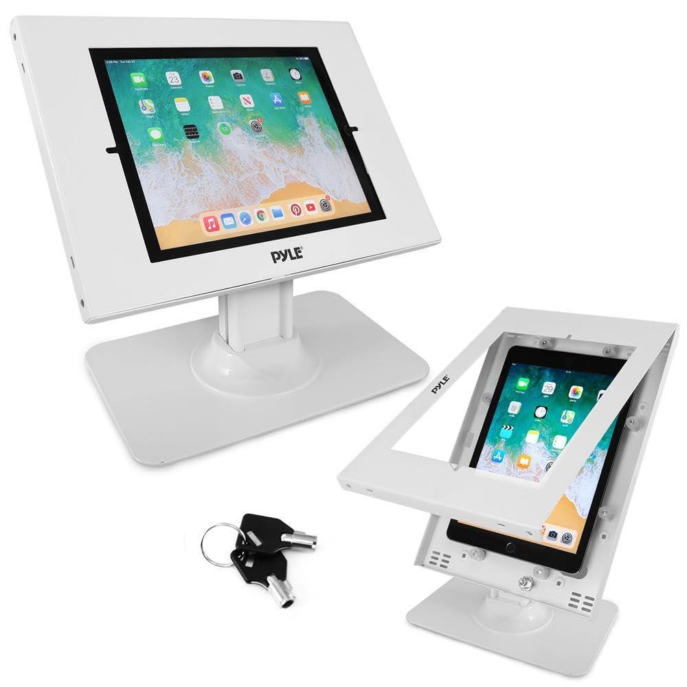 Stojak zabezpieczający przed kradzieżą do tabletu – stojak na biurko do iPada, kiosk, z zamkiem i mechanizmem klawiszy, obrót o 90° nachylenie o 75° - iPad, iPad Air, iPad Pro, Samsung Galaxy Tab A