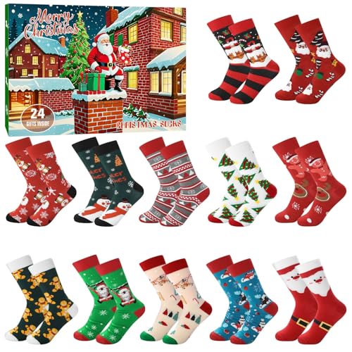 Calendrier de l'Avent 24 chaussettes 2025 de style aléatoire pour adultes