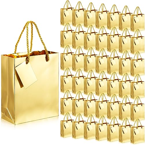 Seajan 50 Pack Metallic Gold Gift Bags